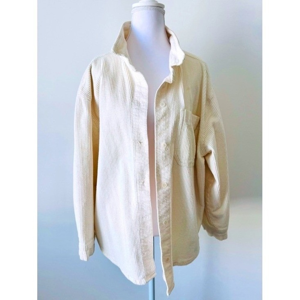Corduroy Oversized Button-Down Shirt Cream BP Sz Sm